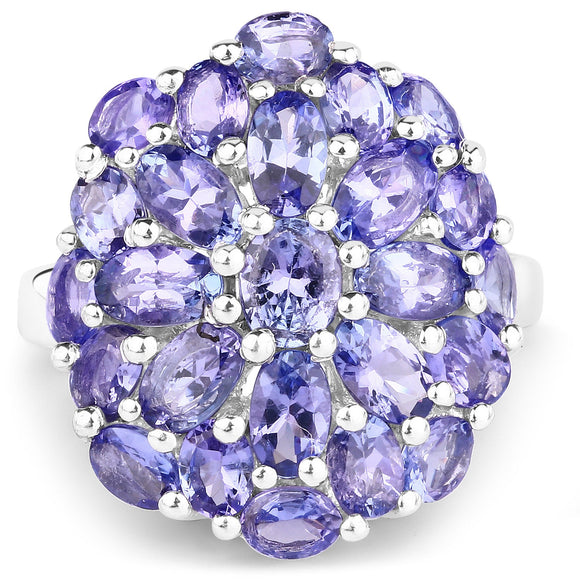 7.08 Carat Genuine Tanzanite .925 Sterling Silver Ring