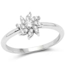 0.18 Carat Genuine White Diamond 14K White Gold Ring (E-F-G Color, SI Clarity)-1