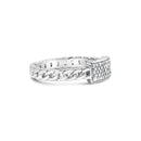 .925 Sterling Silver 1/5 Cttw Diamond ID and Cuban Link Band Ring (I-J Color, I2-I3 Clarity) - Ring Size 6-2