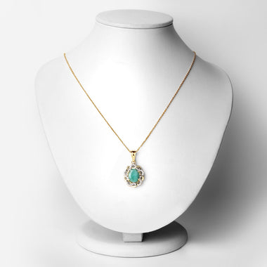 2.78 Carat Genuine Emerald and White Topaz .925 Sterling Silver Pendant - 0