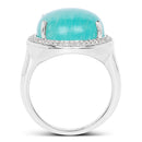 15.09 Carat Genuine Amazanite And White Topaz .925 Sterling Silver Ring-2