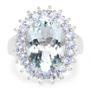 5.30 Carat Genuine Aquamarine, Tanzanite & White Topaz .925 Sterling Silver Ring-3
