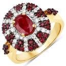 1.92 Carat Genuine Ruby and White Diamond 14K Yellow Gold Ring-1
