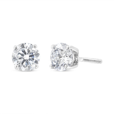 14K White Gold 1-1/2 Cttw Round Brilliant-Cut Diamond Classic 4-Prong Stud Earrings with Screw Backs (H-I Color, I1-I2 Clarity) - 0