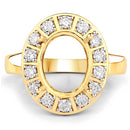 0.42 Carat Genuine White Diamond 14K Yellow Gold Semi Mount Ring - holds 11x9mm Oval Gemstone-4