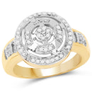 14K Yellow Gold Plated 0.21 Carat Genuine White Diamond .925 Sterling Silver Ring-1