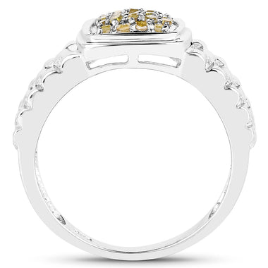 0.25 Carat Genuine Yellow Diamond .925 Sterling Silver Ring - 0