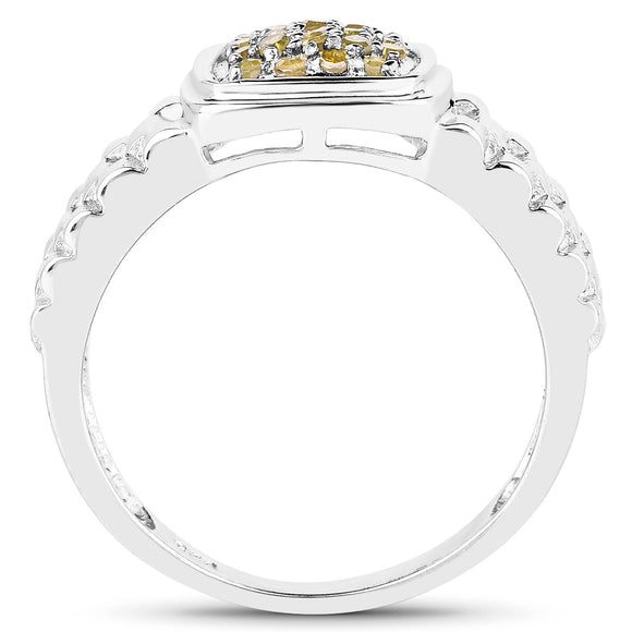 0.25 Carat Genuine Yellow Diamond .925 Sterling Silver Ring