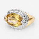 4.56 Carat Genuine Citrine and White Diamond .925 Sterling Silver Ring-4
