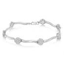 .925 Sterling Silver 1/4 Cttw Diamond Cluster Miracle-Set Station & Twisted Bar 7" Tennis Bracelet (H-I Color, I2-I3 Clarity)-2