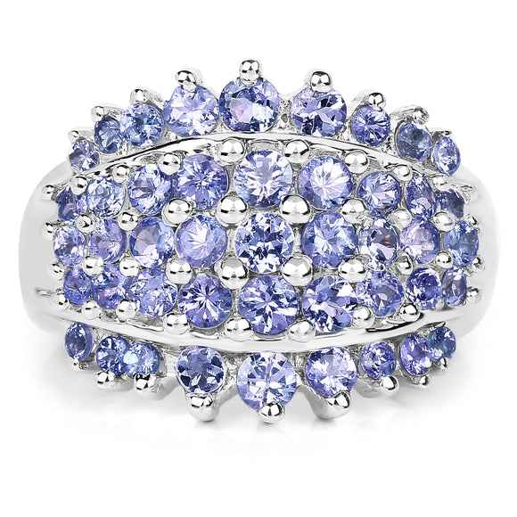2.35 Carat Genuine Tanzanite .925 Sterling Silver Ring