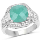 4.09 Carat Genuine Emerald and White Topaz .925 Sterling Silver Ring-1