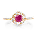0.68 Carat Genuine Ruby and White Diamond 14K Yellow Gold Ring-3