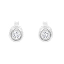10K White Gold 1/4 Cttw Round Brilliant-Cut Near Colorless Diamond Bezel-Set Stud Earrings (H-I Color, I1-I2 Clarity)-3