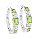 2.40 Carat Genuine Peridot and White Topaz .925 Sterling Silver Earrings-1