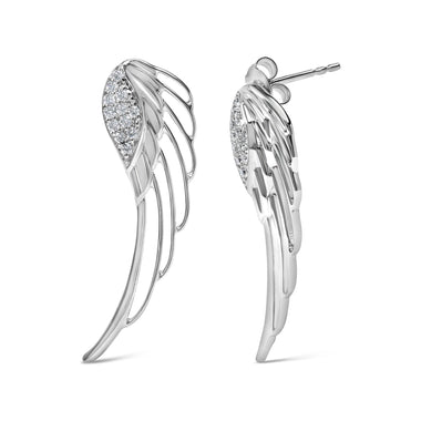 14K White Gold 1/4 Cttw Lab Grown Diamond Angel Wing Stud Earrings (F-G Color, VS1-VS2 Clarity) - 0