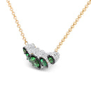 18K Rose Gold 3/4 Cttw Pave Diamonds and Graduated Green Tsavorite Gemstone Curved Bar Choker Necklace (G-H Color, SI1-SI2 Clarity) - Adjustable up to 14" - 16.5"-4