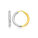 14k Two-Tone Gold Hoop Earrings with Textured Style-1