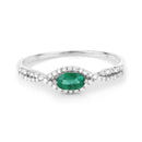 0.32 Carat Genuine Zambian Emerald and White Diamond 14K White Gold Ring-3