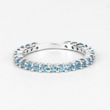 0.94 Carat Genuine Swiss Blue Topaz .925 Sterling Silver Ring - 0