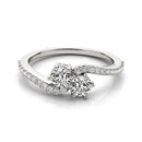 Curved Band Two Stone Diamond Ring in 14k White Gold (3/4 cttw)-3