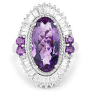 7.96 Carat Genuine Amethyst and White Topaz .925 Sterling Silver Ring-3