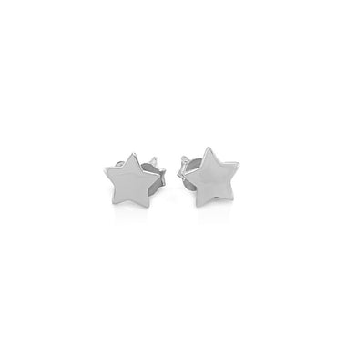 14k White Gold Post Earrings with Stars - 0