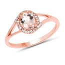 0.78 Carat Genuine Morganite and White Diamond 14K Rose Gold Ring-1
