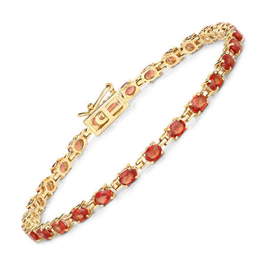 7.00 Carat Genuine Orange Sapphire 14K Yellow Gold Bracelet
