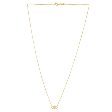14k Yellow Gold Pearl Evil Eye Necklace - 0