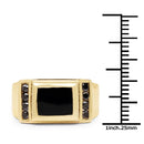 2.14 Carat Genuine Black Onyx and Black Diamond .925 Sterling Silver Ring-3