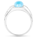 3.67 Carat Genuine Swiss Blue Topaz and White Topaz .925 Sterling Silver Ring-2