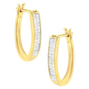 10K Yellow Gold 1/2 Cttw Invisible Set Princess-cut Diamond Hoop Earrings (H-I Color, SI2-I1 Clarity)-1