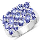 3.75 Carat Genuine Tanzanite .925 Sterling Silver Ring-2