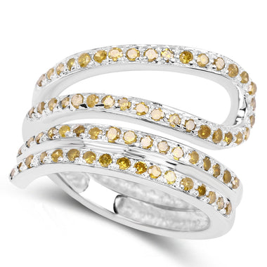 0.83 Carat Genuine Yellow Diamond .925 Sterling Silver Ring - 0