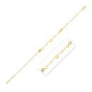 14k Yellow Gold Puff Heart Adjustable Anklet-1