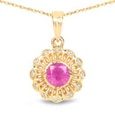 0.59 Carat Genuine Ruby and White Diamond 14K Yellow Gold Pendant-1