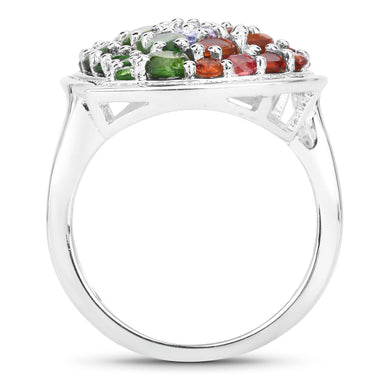 4.18 Carat Genuine Multi Stones .925 Sterling Silver Ring - 0