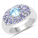 2.78 Carat Genuine Blue Topaz and Tanzanite .925 Sterling Silver Ring-1