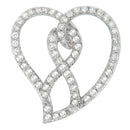 14K White Gold 1.0 Cttw White Diamond Awareness Ribbon & Open Heart 18" Pendant Necklace (H-I Color, I1-I2 Clarity) - White Diamond Ribbon-2