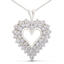 925 Sterling Silver 4.0 Cttw Diamond Two Row Open Heart 18" Pendant Necklace (I-J Color, I2-I3 Clarity)-1