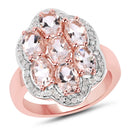 3.06 Carat Genuine Morganite and White Diamond .925 Sterling Silver Ring-1