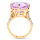 14K Yellow Gold Plated 10.44 Carat Genuine Pink Amethyst and White Topaz .925 Sterling Silver Ring-2