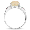 2.05 Carat Genuine Ethiopian Opal, Pink Tourmaline and White Topaz .925 Sterling Silver Ring-2