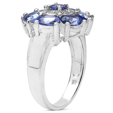 2.58 Carat Genuine Tanzanite & White Topaz .925 Sterling Silver Ring - 0