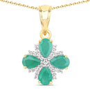 1.63 Carat Genuine Emerald and White Topaz .925 Sterling Silver Pendant-1