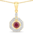 1.57 Carat Genuine Ruby and White Zircon .925 Sterling Silver Pendant-1
