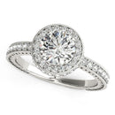 14k White Gold Milgrain Border Diamond Pave Engagement Ring (1 1/2 cttw)-1