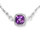 .925 Sterling Silver 10mm Cushion Cut Amethyst Gemstone and Diamond Accent Lariat 4â€-10â€ Adjustable Bolo Bracelet (H-I Color, SI1-SI2 Clarity)-3