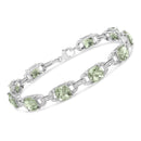 .925 Sterling Silver 7x7 mm Cushion Cut Green Amethyst and 1/20 cttw Round Cut Diamond Fashion Tennis Bracelet (I-J Color, I1-I2 Clarity) - 7"-2